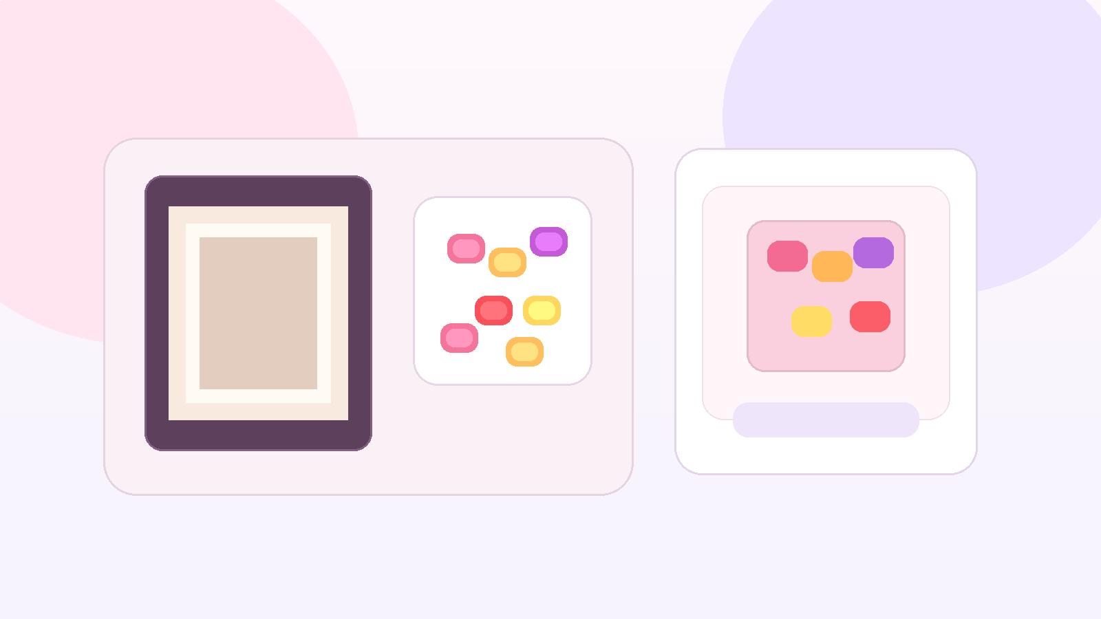 Soft pink and lavender movie-night tray scene with freeze-dried fruit, a framed film still, and an airy OhCrisp-style snack setup